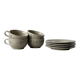 Ceramic cups and saucers with flower decoration