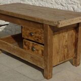 Large workbench with press, 2 drawers and storage tray - Totally sanded and varnished