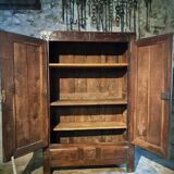 French oak armoire, late 17th - early 18th century, Louis XIV provincial style with hand-carved rosettes