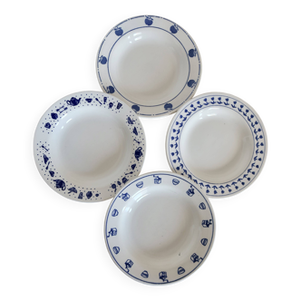 4 mismatched blue and white earthenware soup plates - Lot Margot