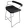 Organic sculptural bar stool c. Backrest Old Silver Steel and Black Leather