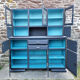 Vintage Mado sideboard, grey restyled, blue interior, 50s