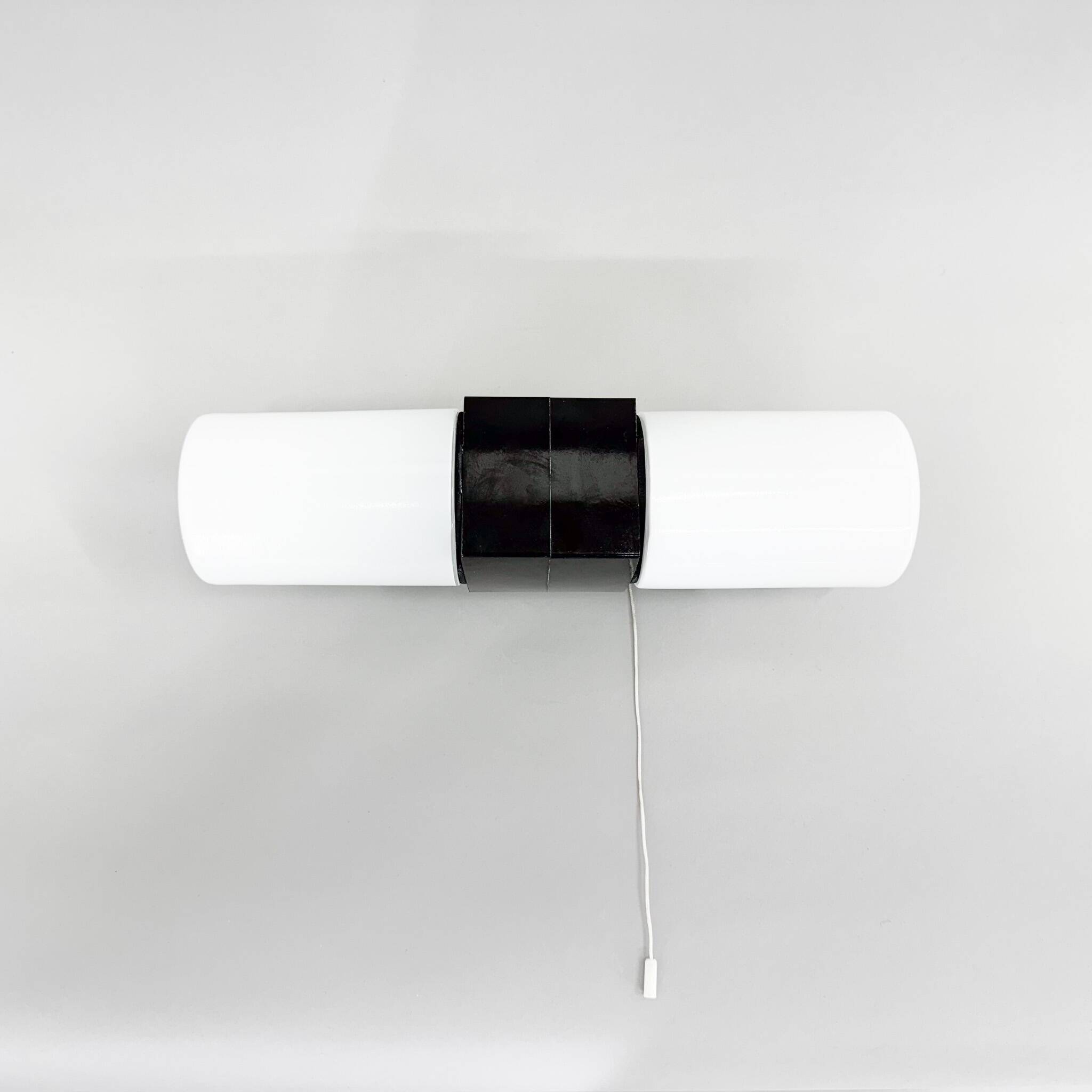Mid-century Bakelite & Opaline Glass Wall Lamp, Czechoslovakia, 1970's