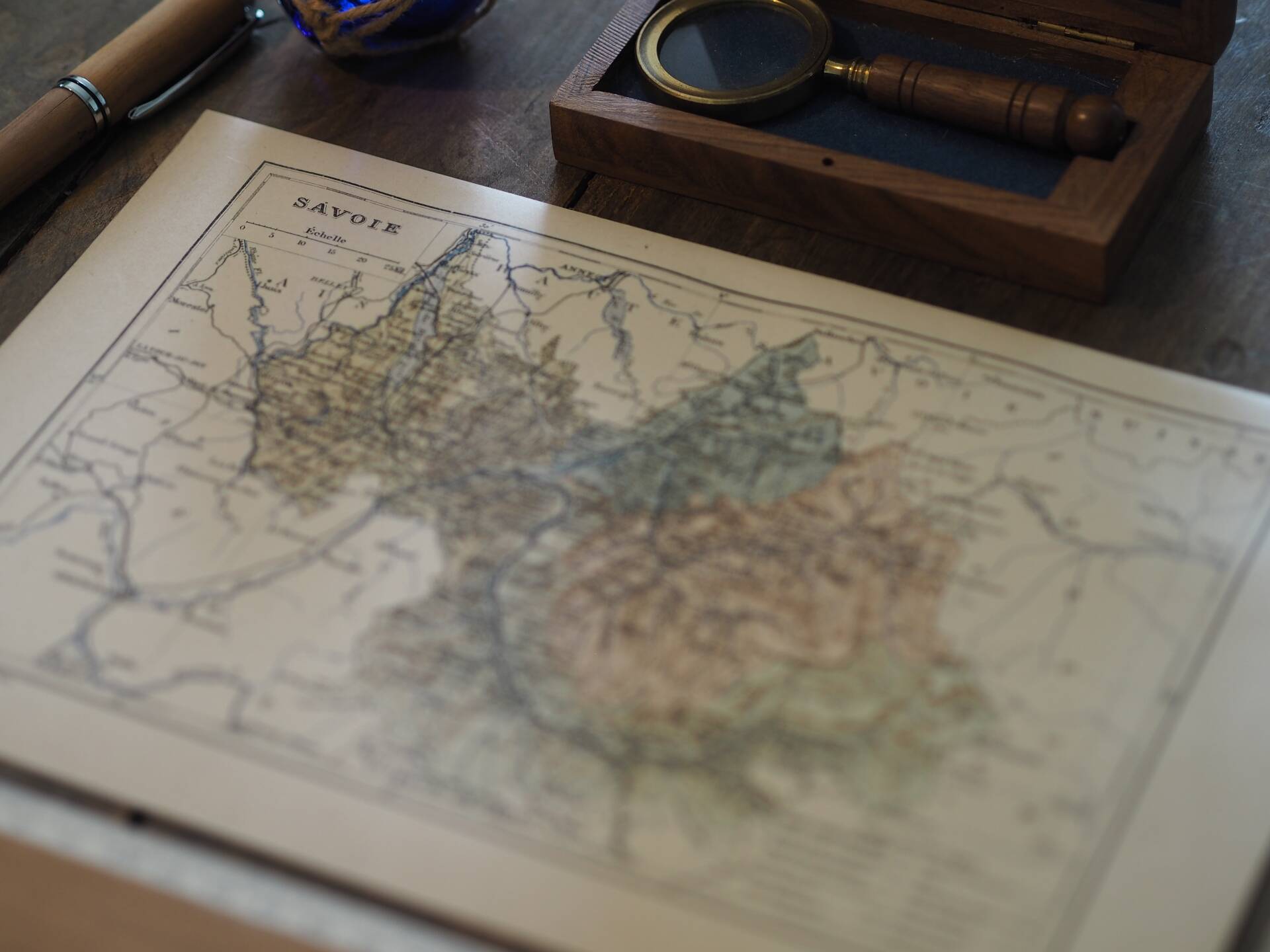 Map of Savoy, printed antique from 1889.