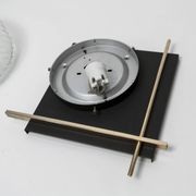 1960 wall light, black metal glass and gold brass rods