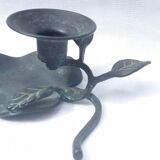 Patinated Bronze Candlestick Flower Shaped