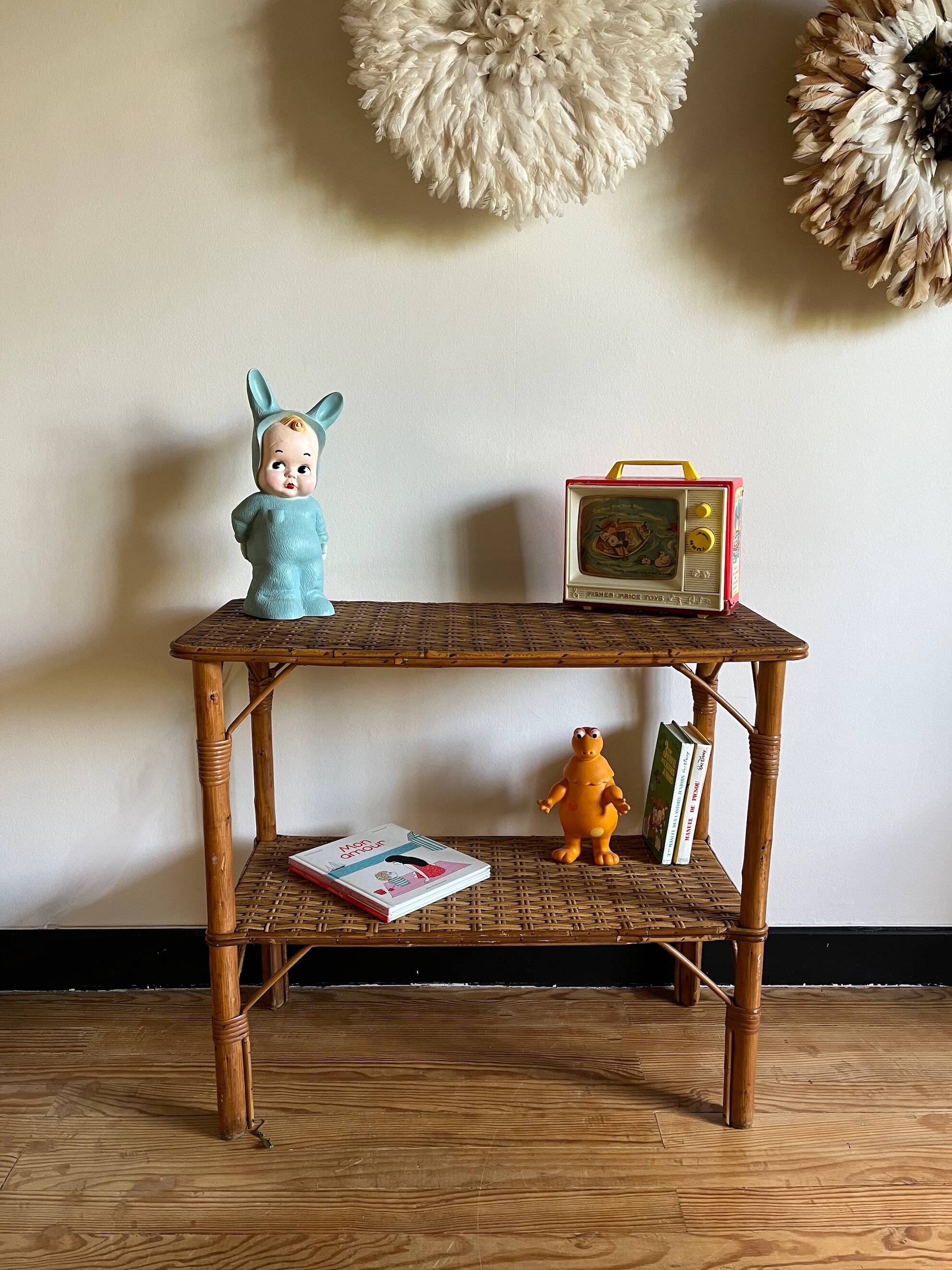 Vintage rattan shelf, console