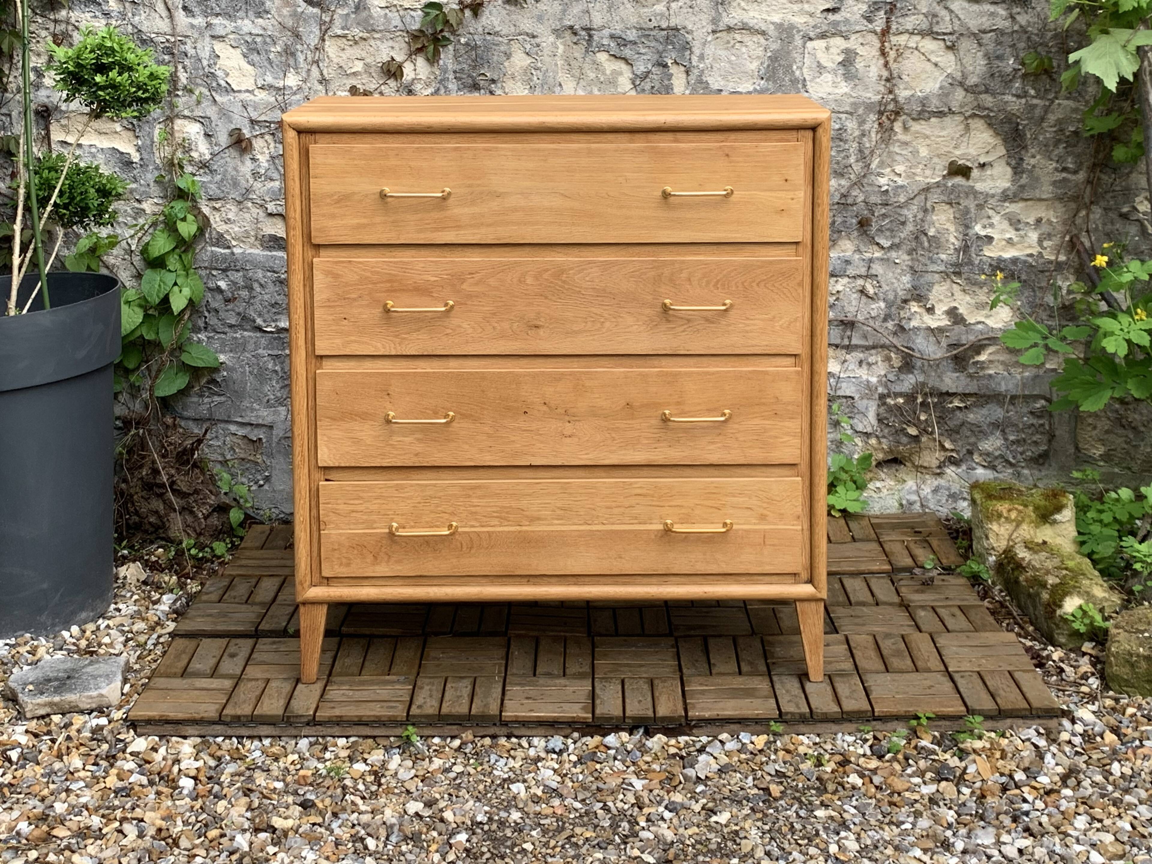 Commode pieds compas et chêne brut massif  1960
