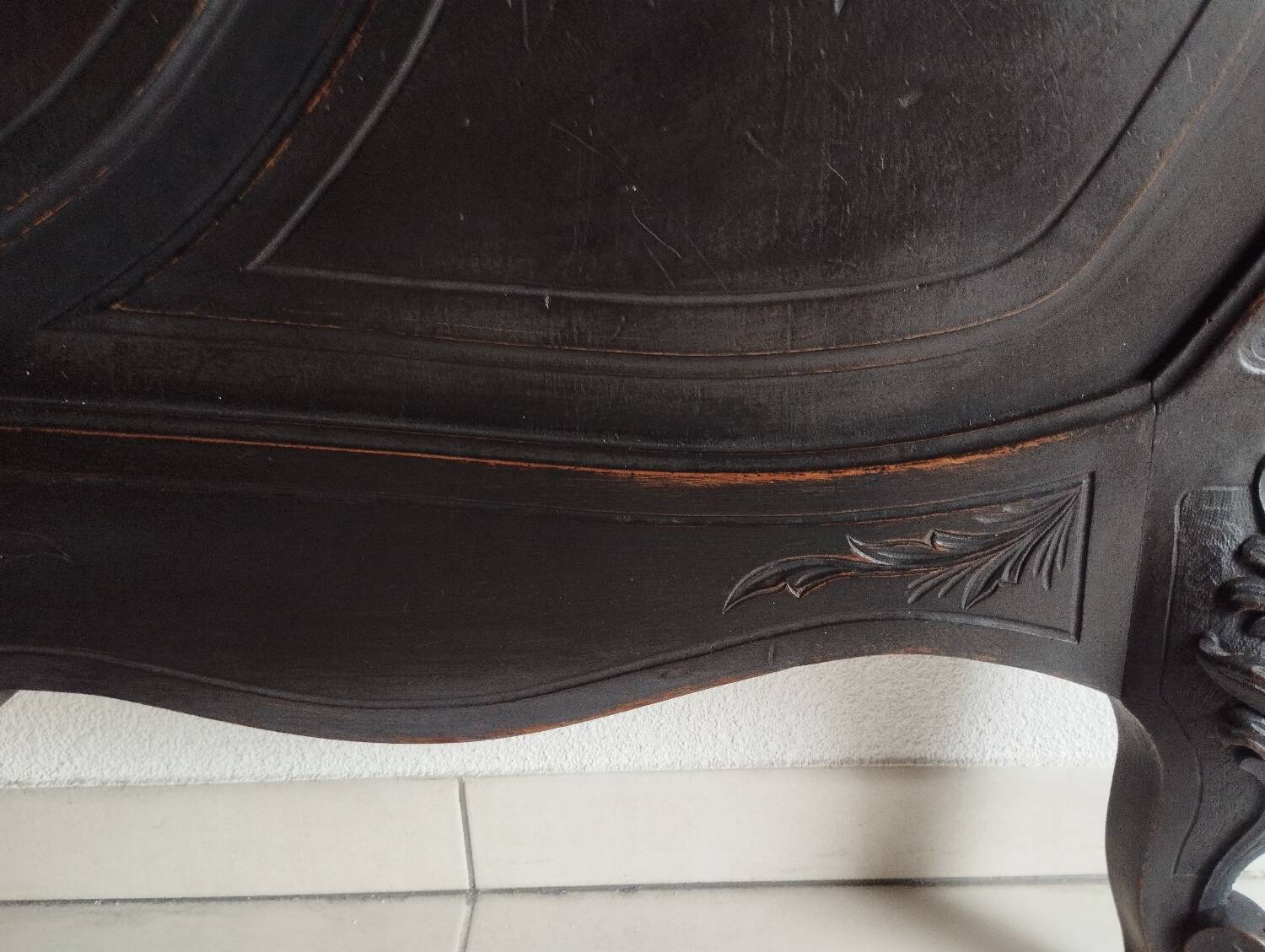 Rocaille Louis XV style headboard, black patina