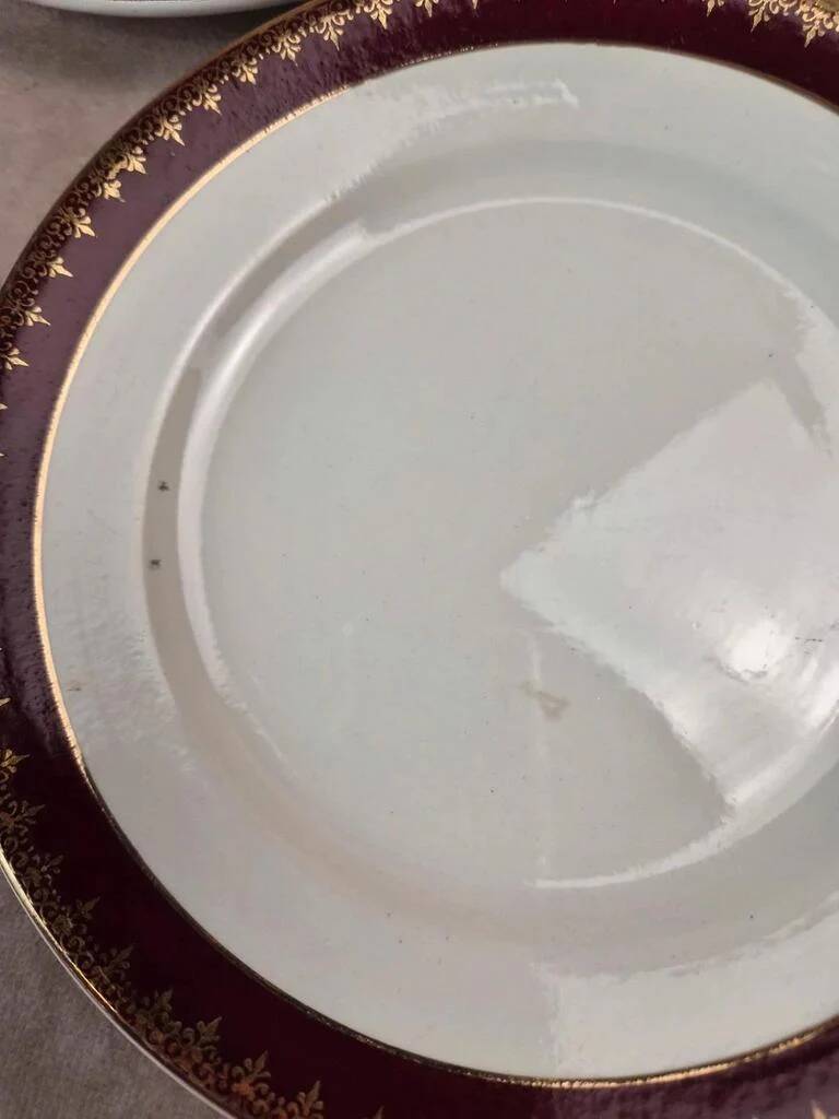 Lot de 12 assiettes à dessert Digoin Sarreguemines « rubis »