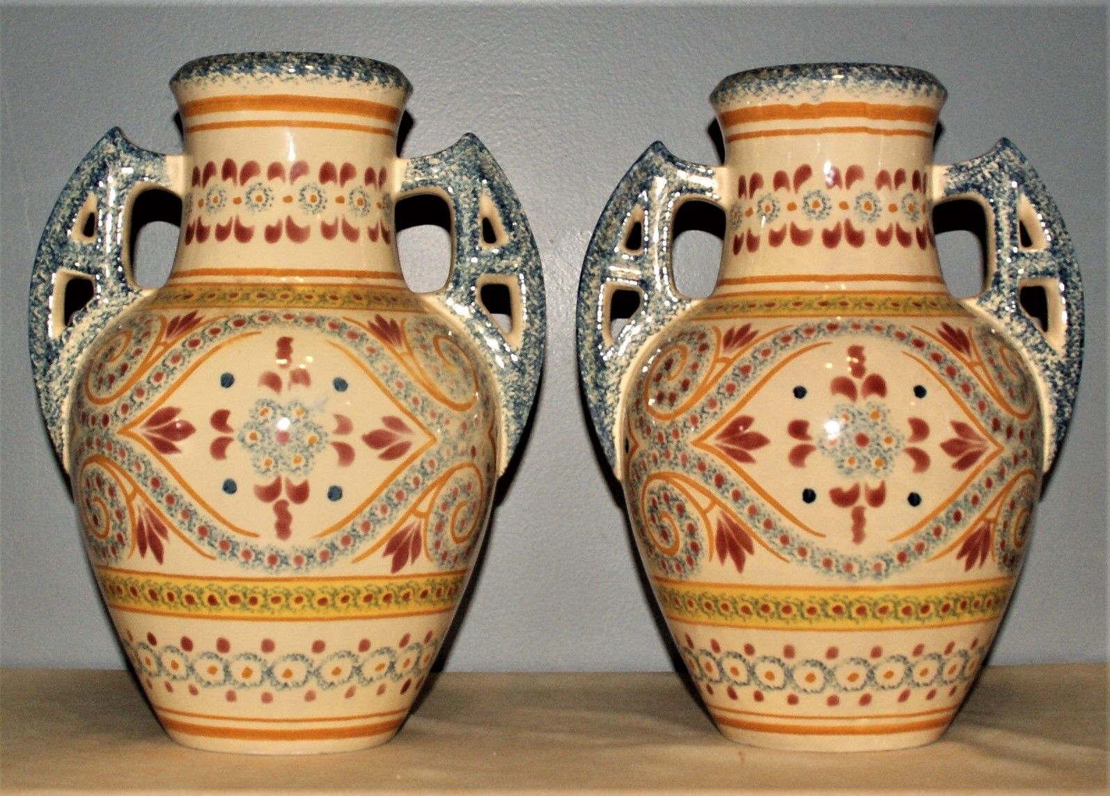 Pair of vases signed Henriot Quimper