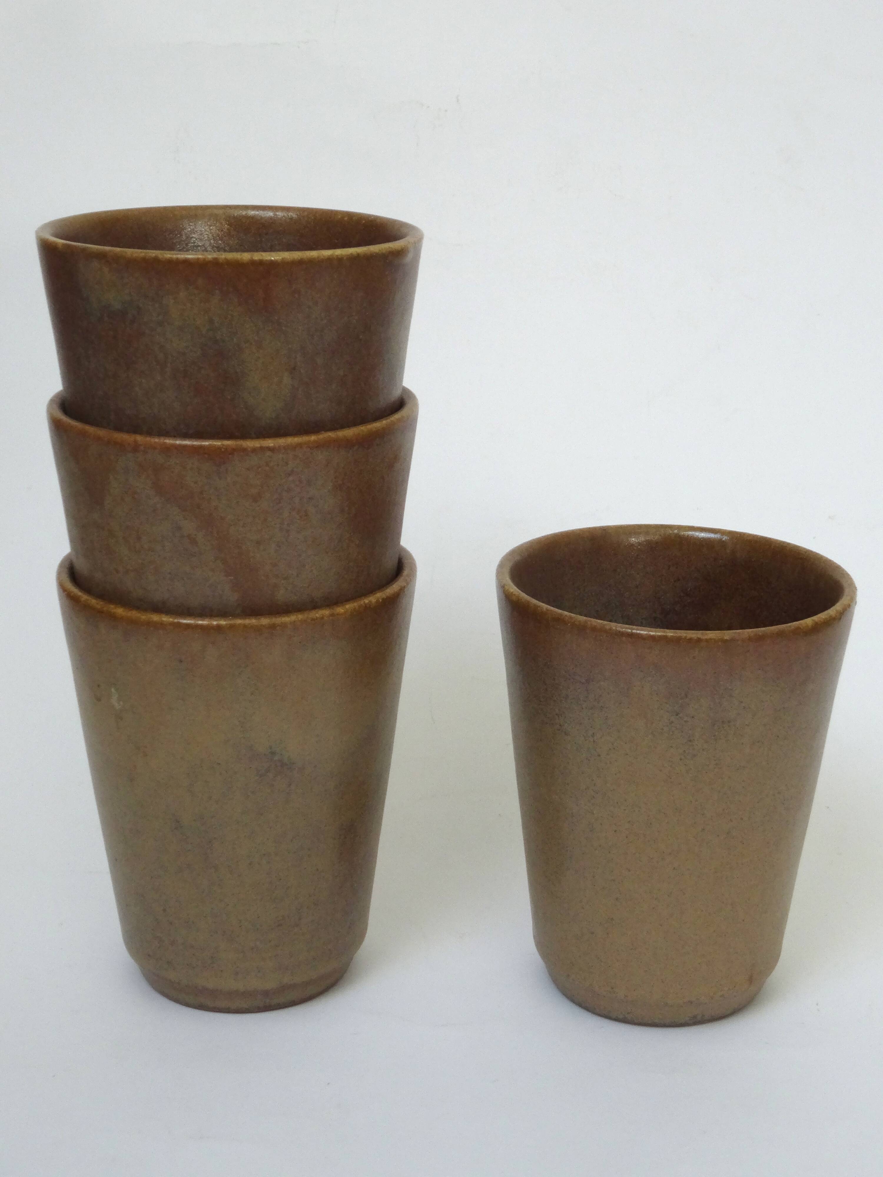 4 stoneware Digoin coffee cups