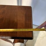 Vintage dark wood side table with curved base