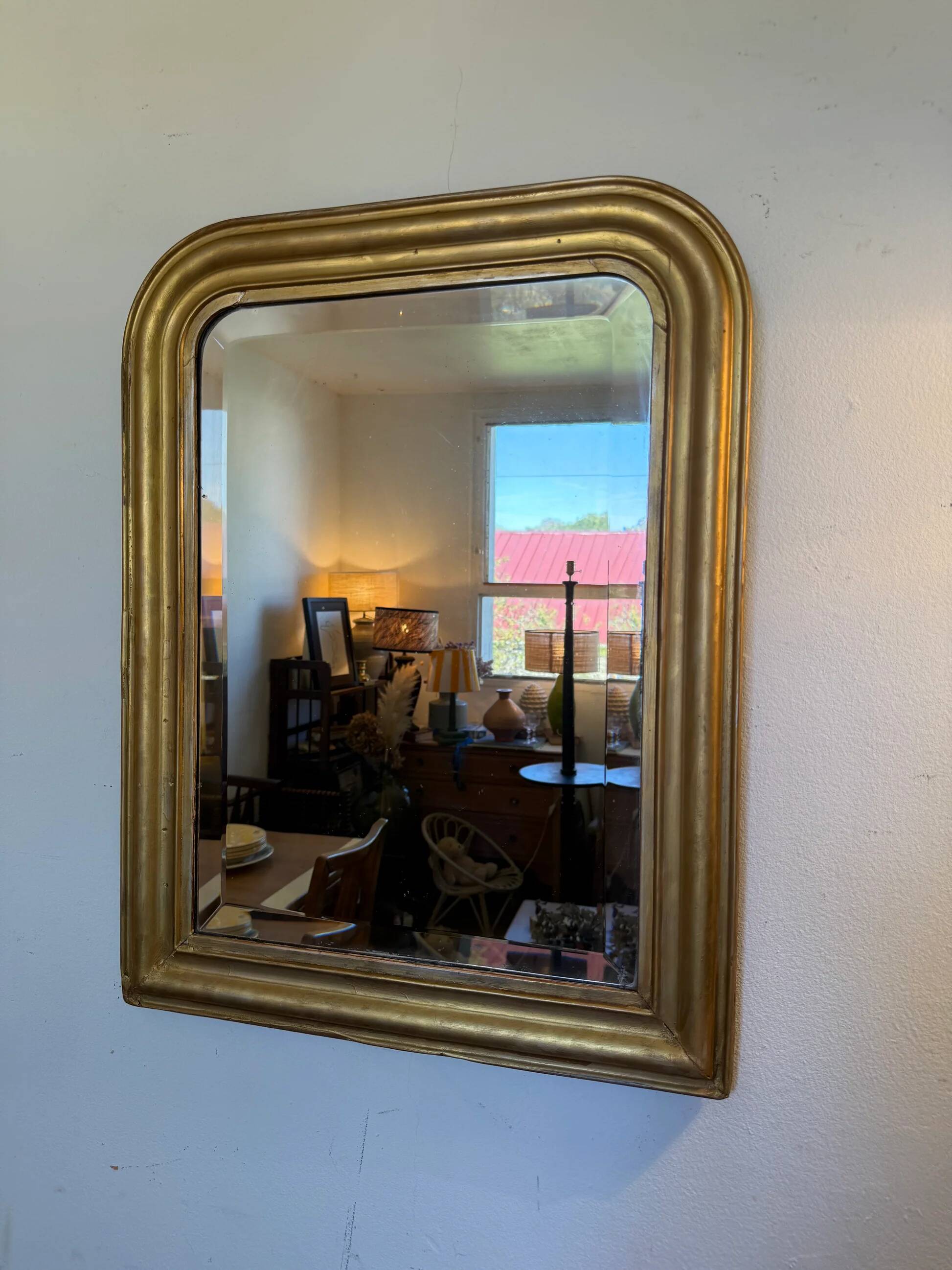 Vintage Louis Philippe mirror with antique gold beveled glass