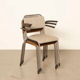 Chaise d'école Gispen 206 rembourrée gris clair