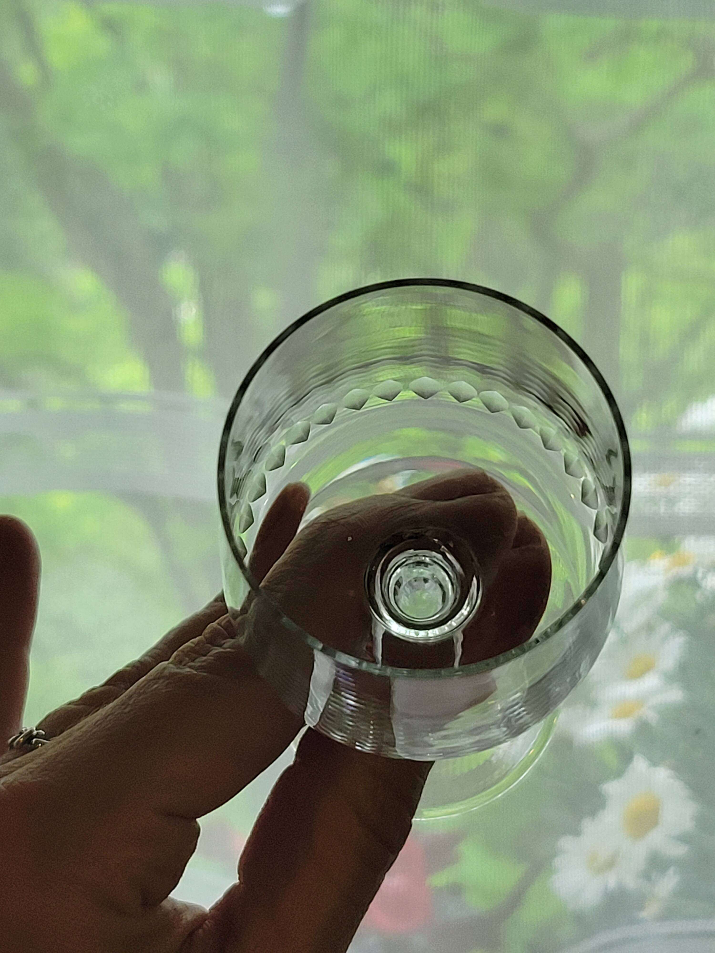 6 old Porto glasses in spear-cut crystal