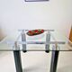 Table à manger en verre trempé vintage des années 1980 style Roche Bobois
