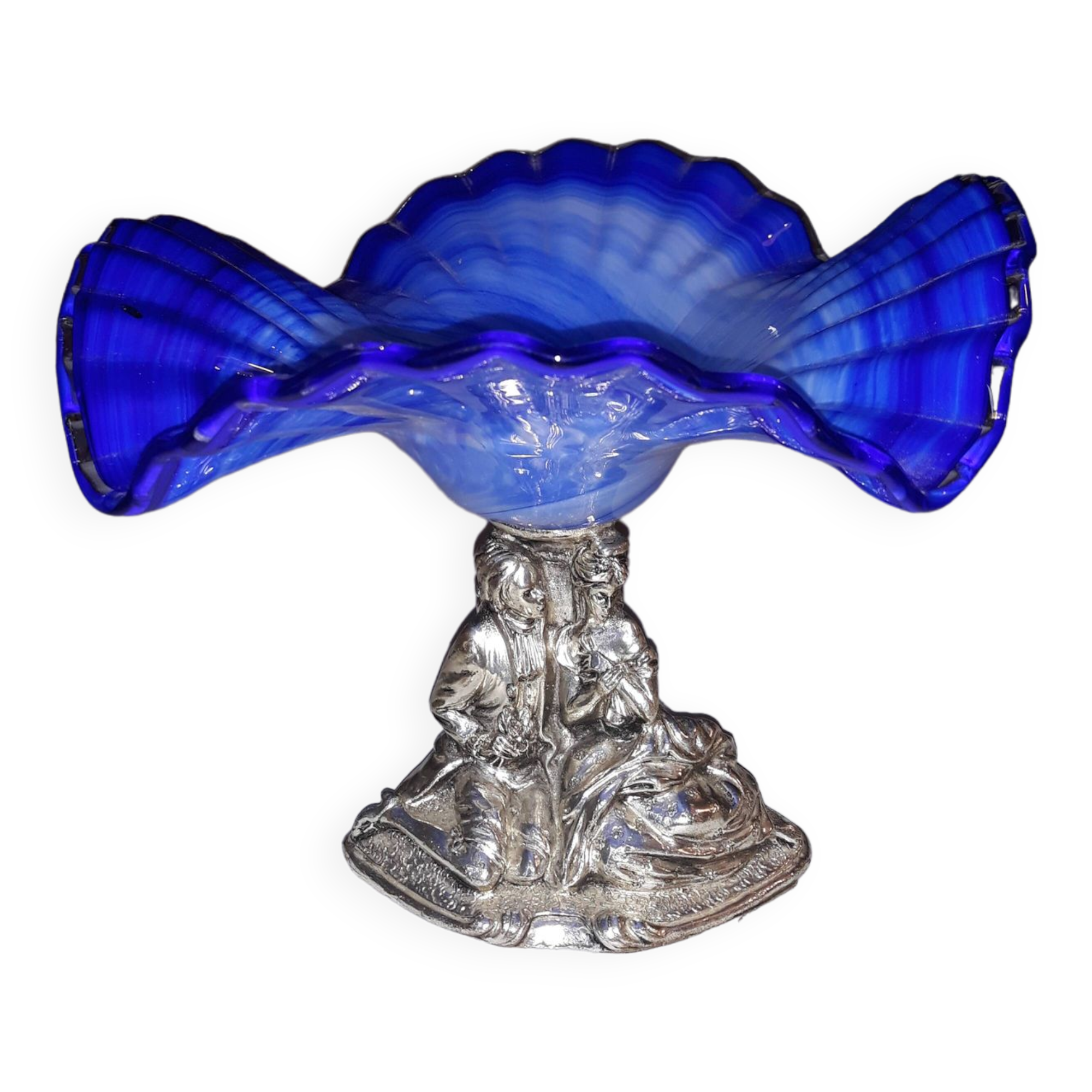 Glass and metal fruit bowl