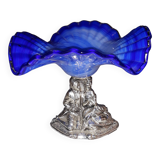 Glass and metal fruit bowl