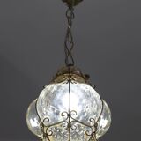 Set of 2 Wonderful Amber Vintage Venetian Lantern, Murano Glass, Italy, 1950s