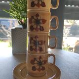 Set of 4 Pagnossin cups and saucers with vintage floral pattern