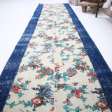 Blue floral vintage runner rug 275x74cm
