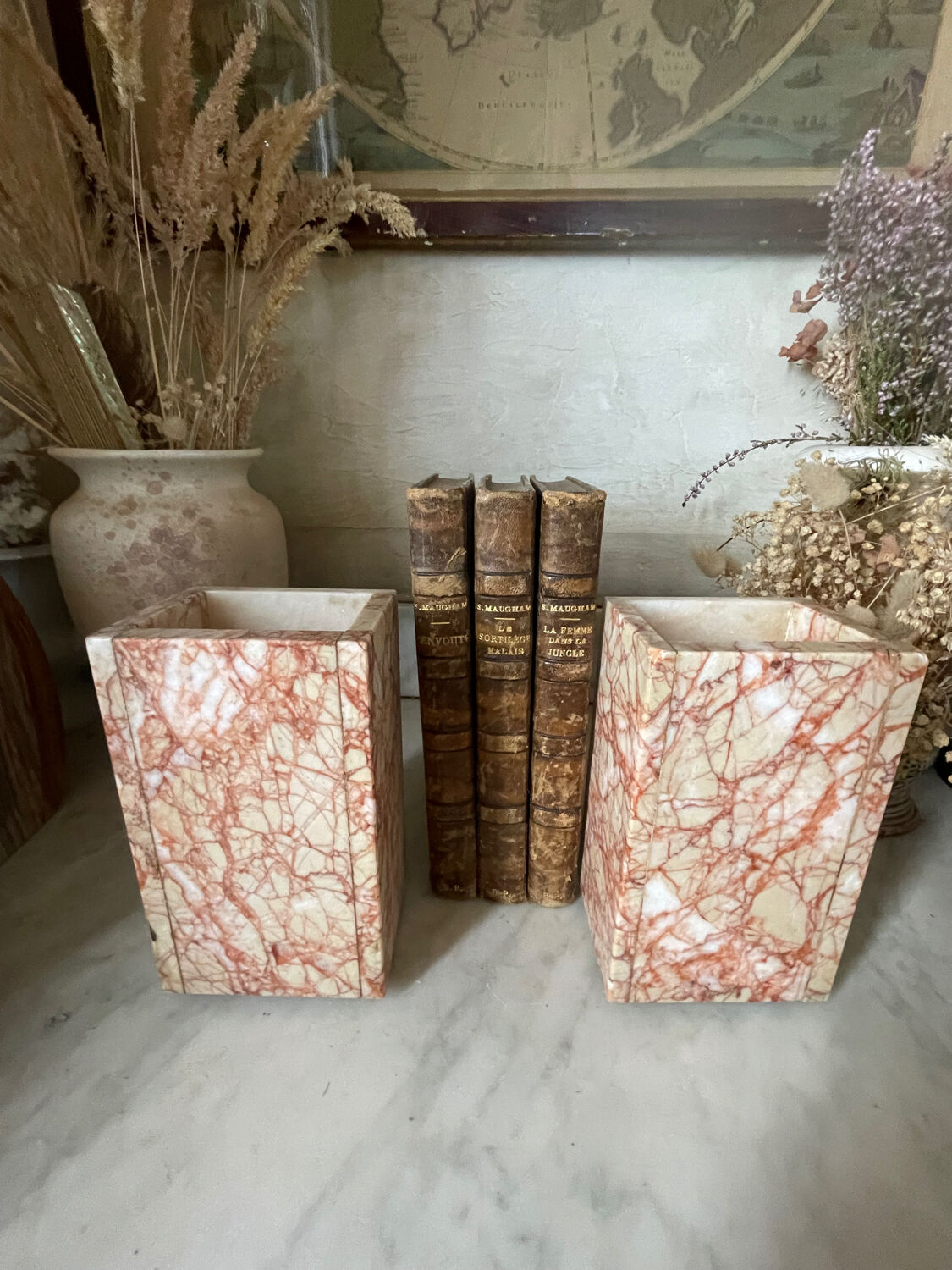 Pair of Art Deco marble and onyx bookends