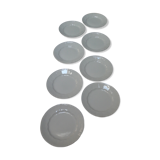8 old flat white plates