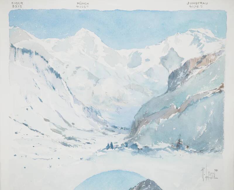 René LEVERD: Switzerland, Harmony of the Heights, original signed watercolor