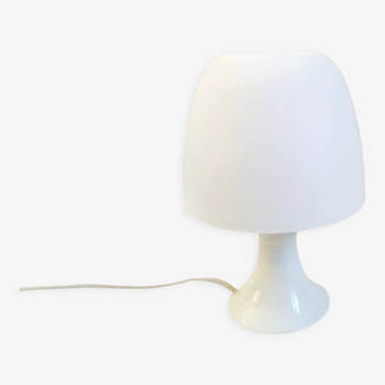 Lampe de table collector vintage années 60 forme champignon en plastique blanc