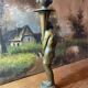 Art deco bronze candle holder