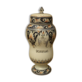 Pharmacy pot in earthenware decoration style rouen scorpioni xxeme