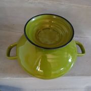 Vintage green enamelled tin soup tureen