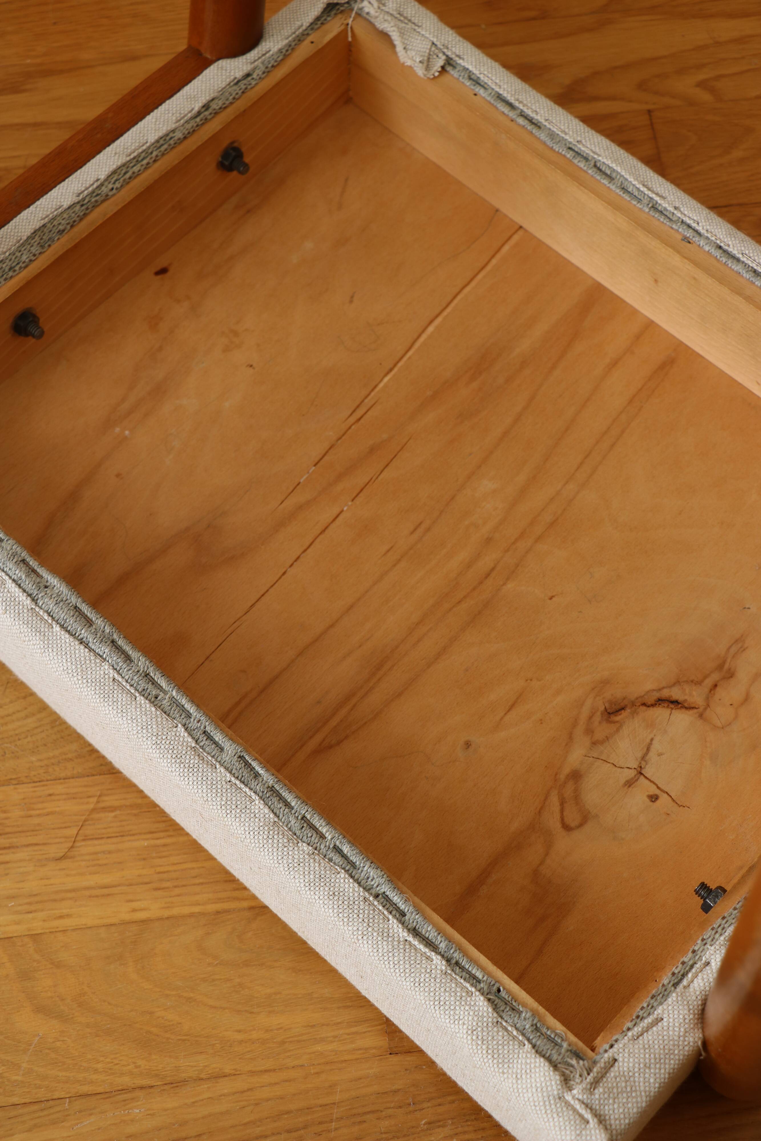 Scandinavian footstool, reupholstered, 1960