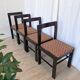 Vintage Black Wooden Dining Chairs: Retro Fabric Seats, 1970s Yugoslavia (S