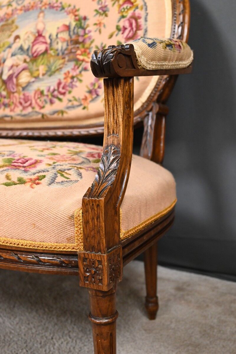 Beech canapé, stained, Louis XVI style - 1920