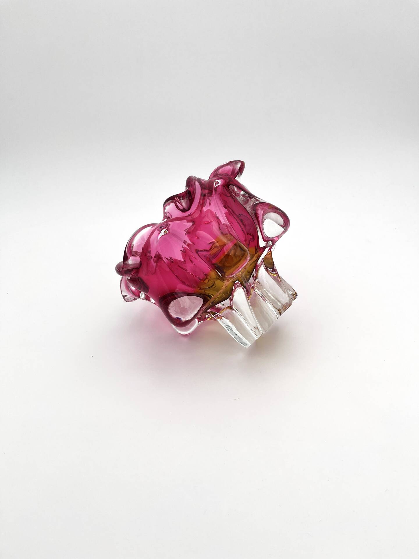 Bowl Ashtray Josef Hospodka Chribska Sommerso Rose 14cm 1.78kg