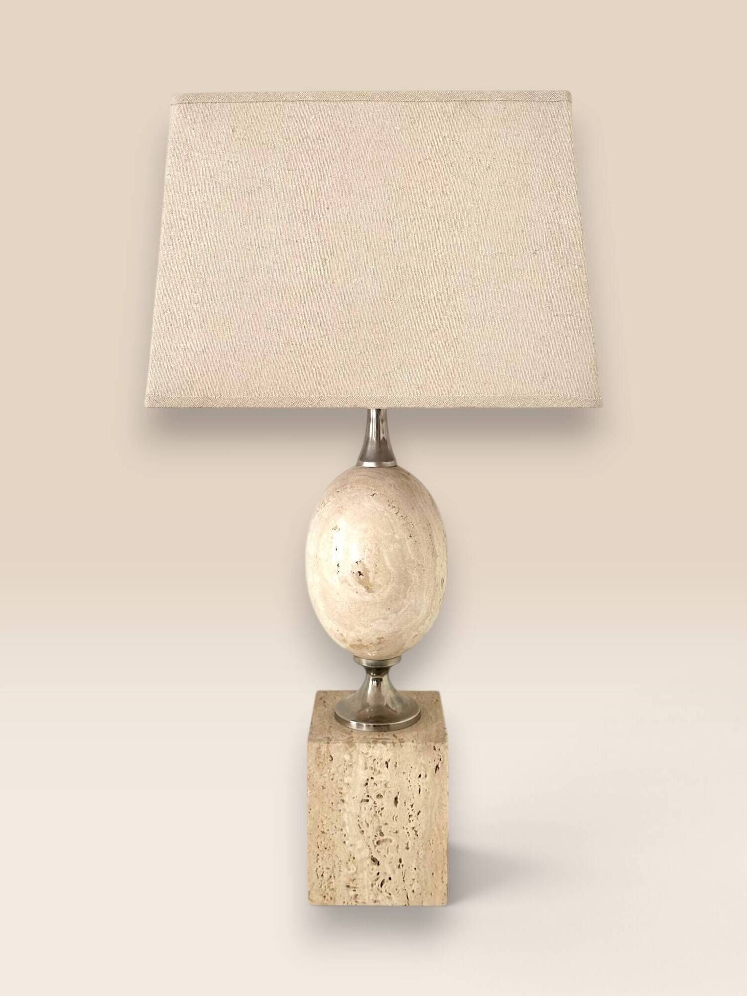 Travertine lamp by Philippe Barbier