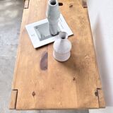 1980 pine wheeled console table