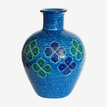 Vase bleu années 60 Aldo Londi Italie