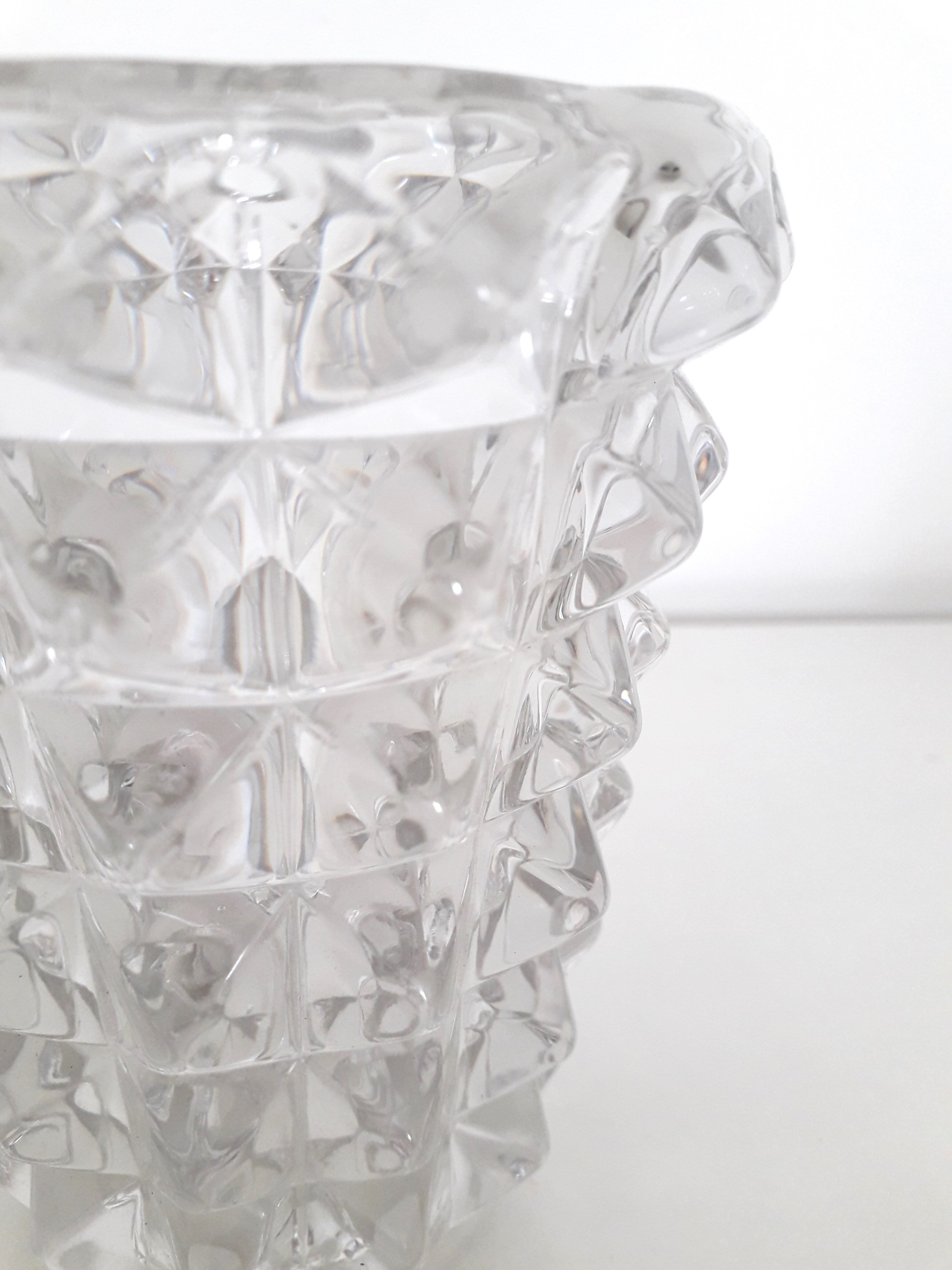 Vintage vase - Diamond tip glass - 1960
