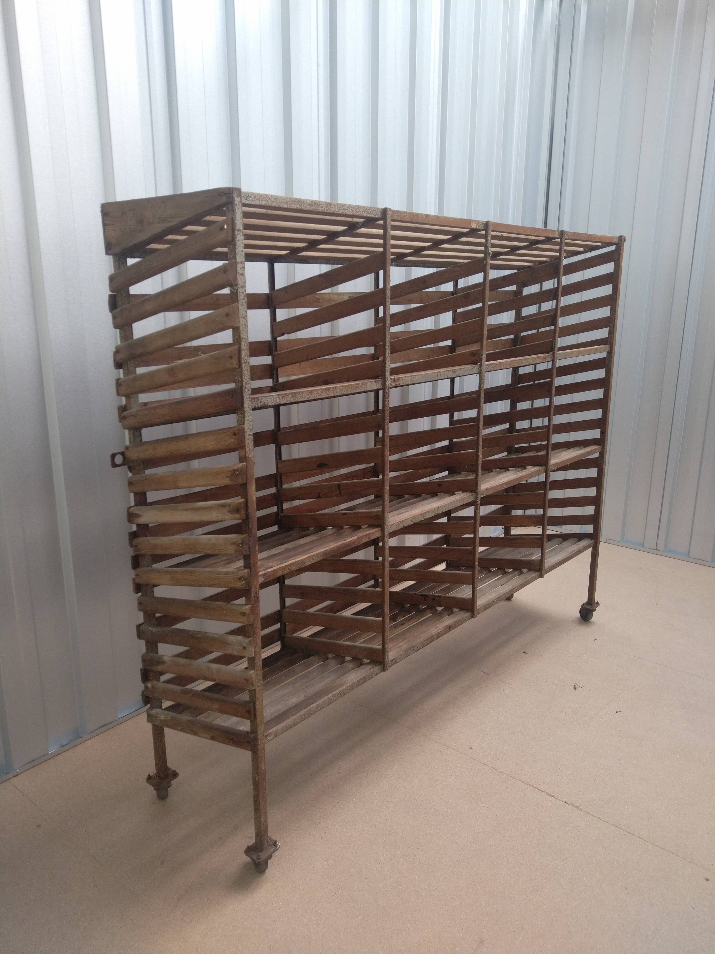Wooden shelf on wheels