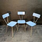 Suite of 3 vintage chairs in formica 1960