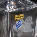 Vintage Mid Century Whiskey Square Engraved Jockey Decanter Lead Crystal