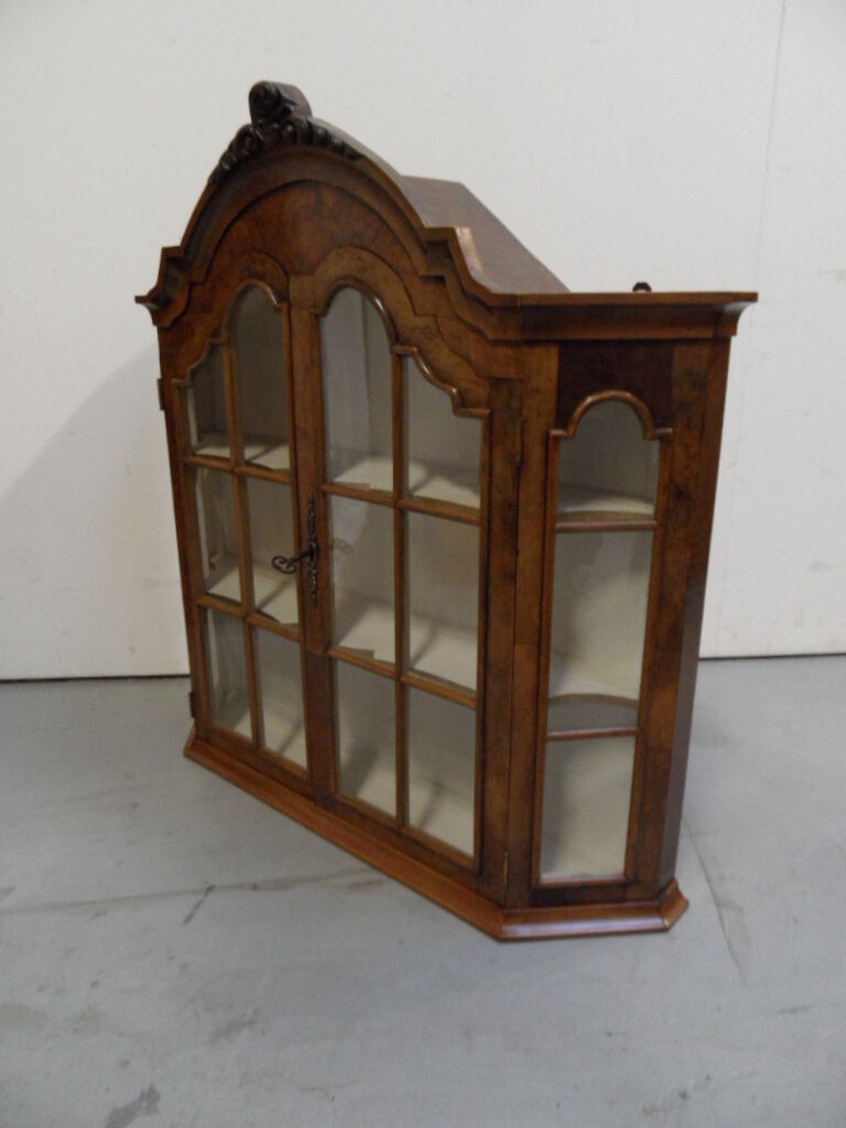 Vintage Dutch walnut hanging china cabinet