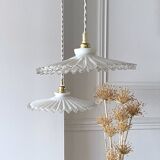 Pleated opaline pendant light