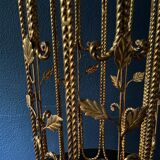 1960s brass rope umbrella stand with leaves
