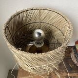 50s wood and straw lamp