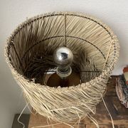 Lampe années 50 bois et paille