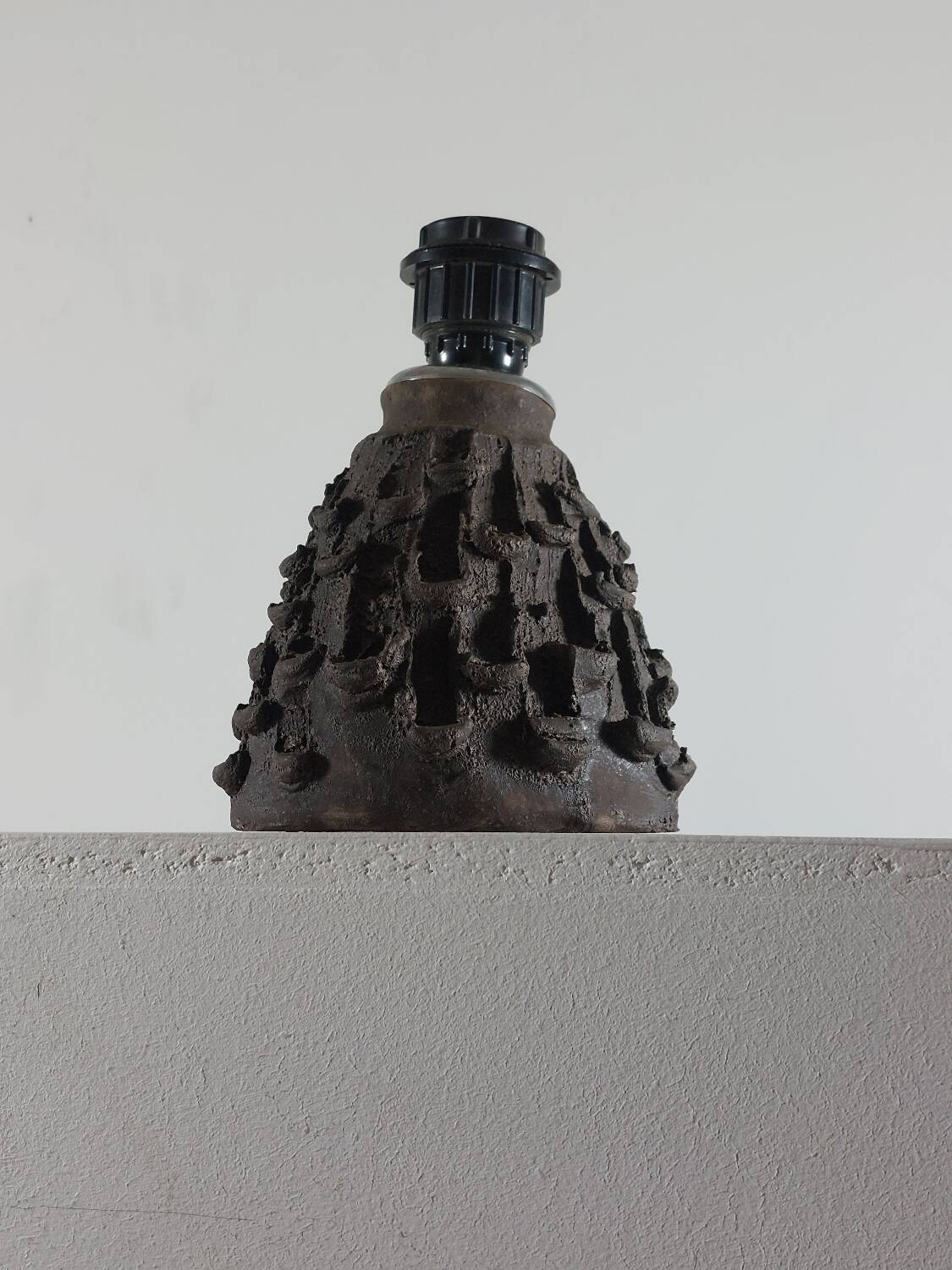 Brutalist ceramic lamp base, mid-20th century.